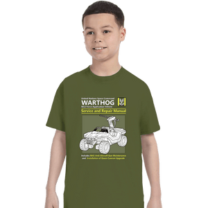 Daily_Deal_Shirts T-Shirts, Youth / XS / Military Green Warthog Manual