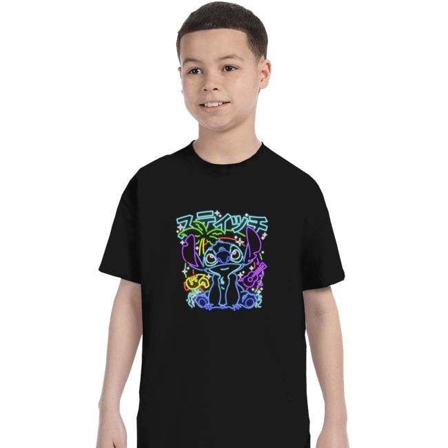 Daily_Deal_Shirts T-Shirts, Youth / XS / Black Stitch Neon