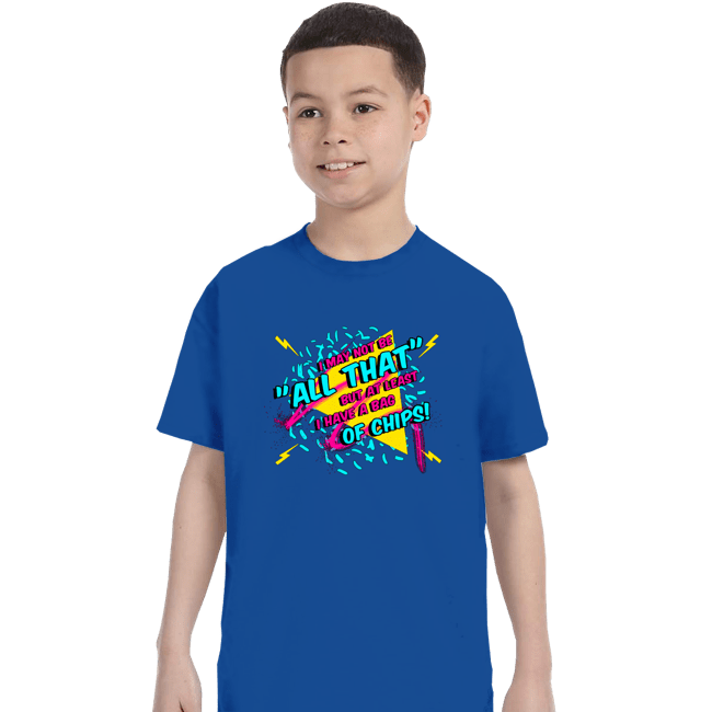 Shirts T-Shirts, Youth / XS / Royal Blue And a Bag of Chips