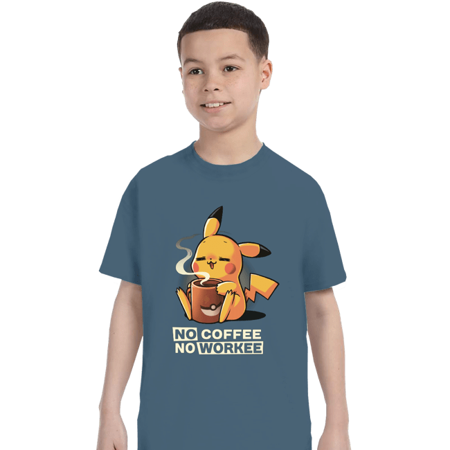 Secret_Shirts T-Shirts, Youth / XS / Indigo Blue No Coffee Pikachu