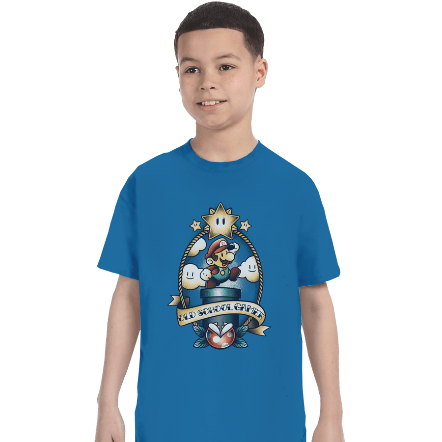 Shirts T-Shirts, Youth / XL / Sapphire Super Old School Gamer