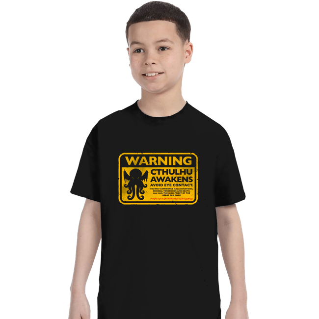 Daily_Deal_Shirts T-Shirts, Youth / XS / Black Cthulhu Warning