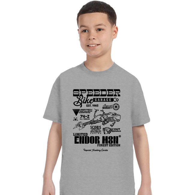 Daily_Deal_Shirts T-Shirts, Youth / XS / Sports Grey Speeder Bike Garage