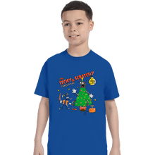 Load image into Gallery viewer, Daily_Deal_Shirts T-Shirts, Youth / XS / Royal Blue Itchy &amp; Scratchy Christmas
