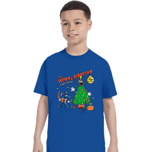 Daily_Deal_Shirts T-Shirts, Youth / XS / Royal Blue Itchy & Scratchy Christmas