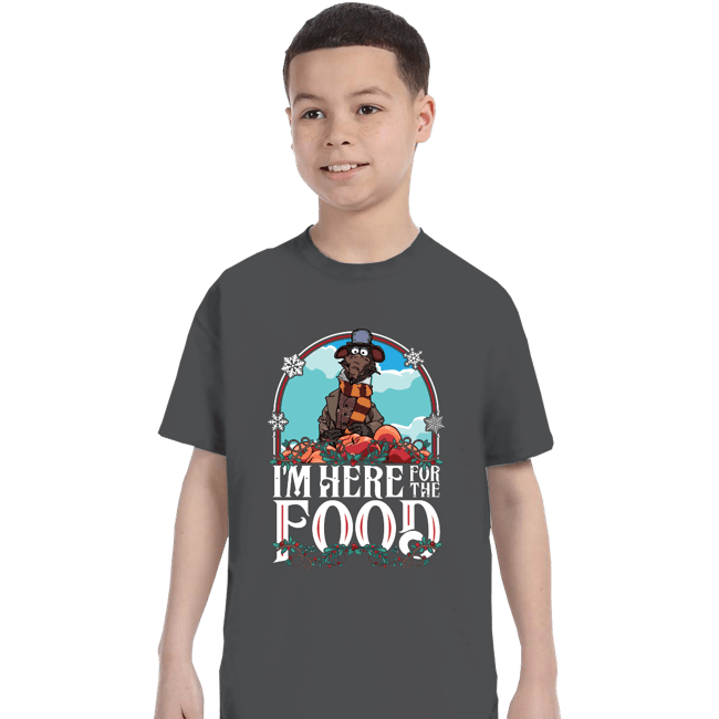 Daily_Deal_Shirts T-Shirts, Youth / XS / Charcoal I'm Here For The Food