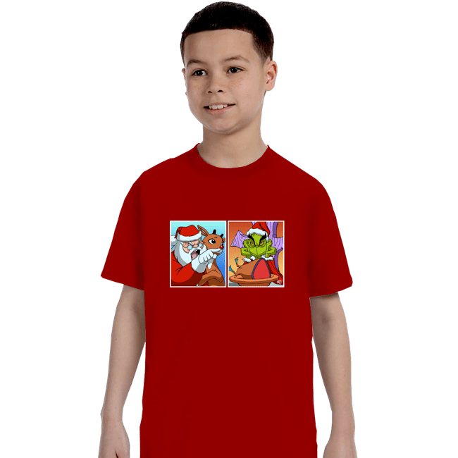 Daily_Deal_Shirts T-Shirts, Youth / XS / Red Santa Yelling At Grinch