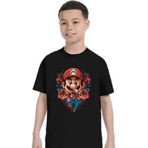 Secret_Shirts T-Shirts, Youth / XS / Black Mario Crest