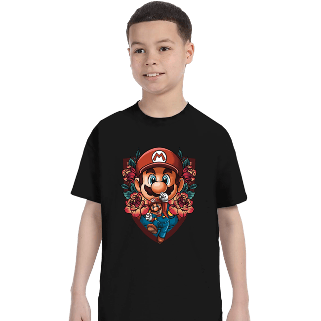 Secret_Shirts T-Shirts, Youth / XS / Black Mario Crest
