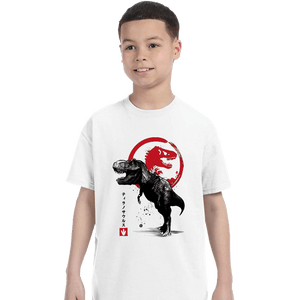 Shirts T-Shirts, Youth / XS / White Tyrannosaurus sumi-e halftones