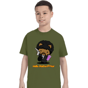 Daily_Deal_Shirts T-Shirts, Youth / XS / Military Green Kitty Fiction