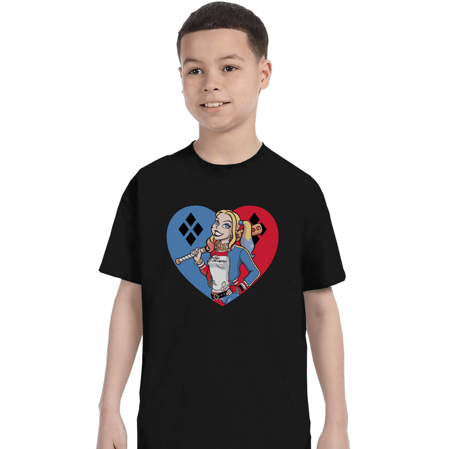 Shirts T-Shirts, Youth / XS / Black Harlequin Heart