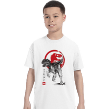 Load image into Gallery viewer, Secret_Shirts T-Shirts, Youth / XS / White Velociraptor Sumi-E
