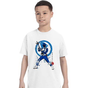 Shirts T-Shirts, Youth / XS / White Blue Ranger Sumi-e