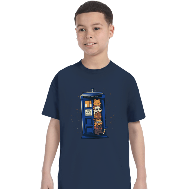 Daily_Deal_Shirts T-Shirts, Youth / XS / Navy Tardis Cats