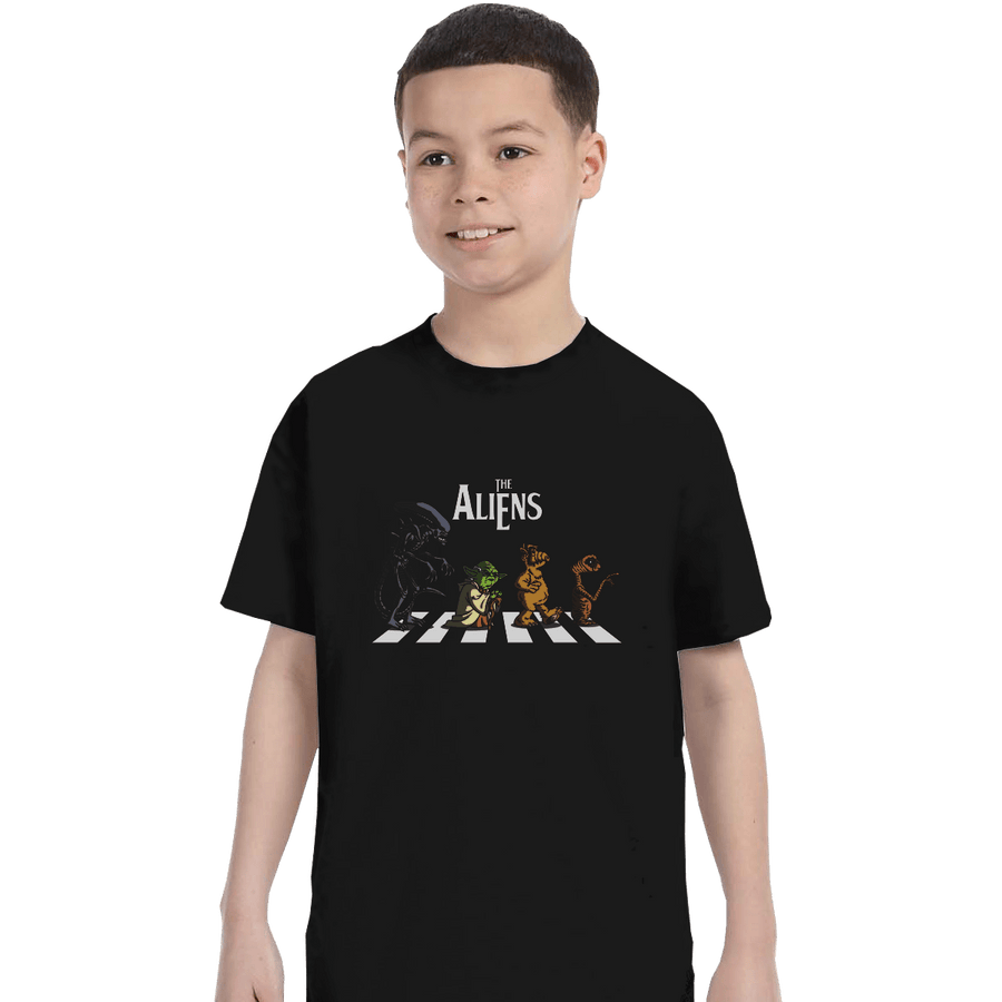 Shirts T-Shirts, Youth / XL / Black Aliens On Abbey Road