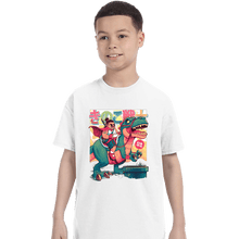 Load image into Gallery viewer, Daily_Deal_Shirts T-Shirts, Youth / XS / White Mushroom Warrior &amp; Dinosaur
