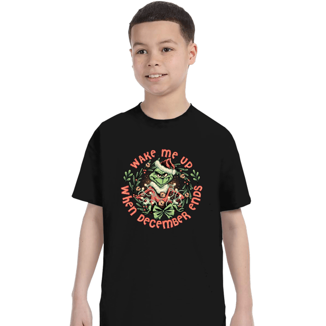 Daily_Deal_Shirts T-Shirts, Youth / XS / Black Wake Me Up When December Ends