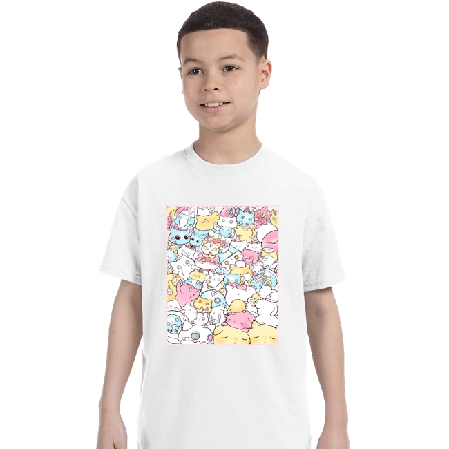 Daily_Deal_Shirts T-Shirts, Youth / XS / White Pastel Cats