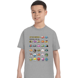 Shirts T-Shirts, Youth / XS / Sports Grey Types Of Pokeballs