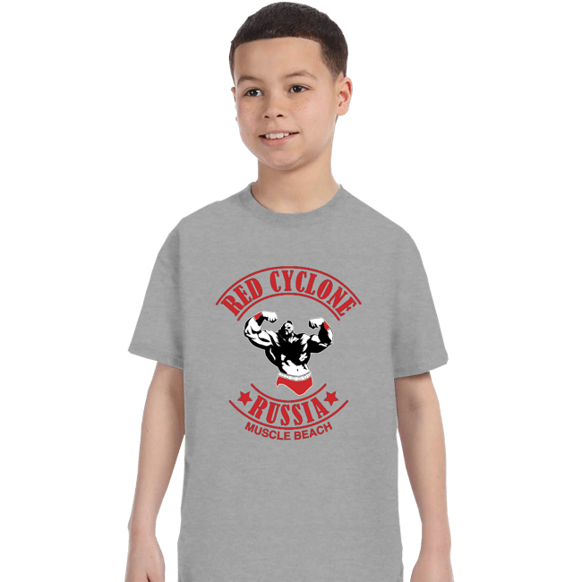 Shirts T-Shirts, Youth / XS / Sports Grey Red Cyclone Muscle Beach