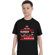 Load image into Gallery viewer, Secret_Shirts T-Shirts, Youth / XS / Black Emergency Number

