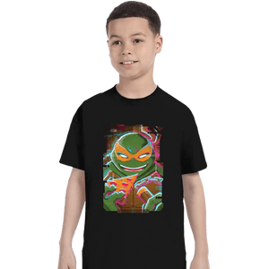 Daily_Deal_Shirts T-Shirts, Youth / XS / Black Glitch Michelangelo
