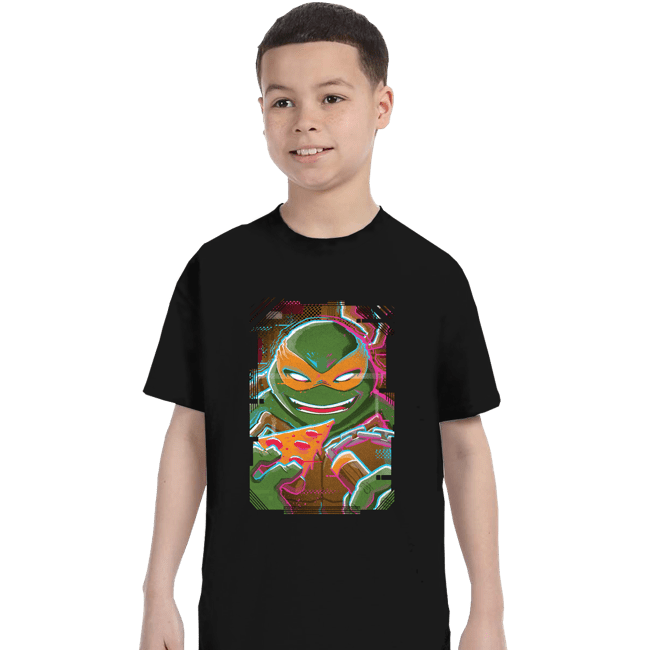 Daily_Deal_Shirts T-Shirts, Youth / XS / Black Glitch Michelangelo