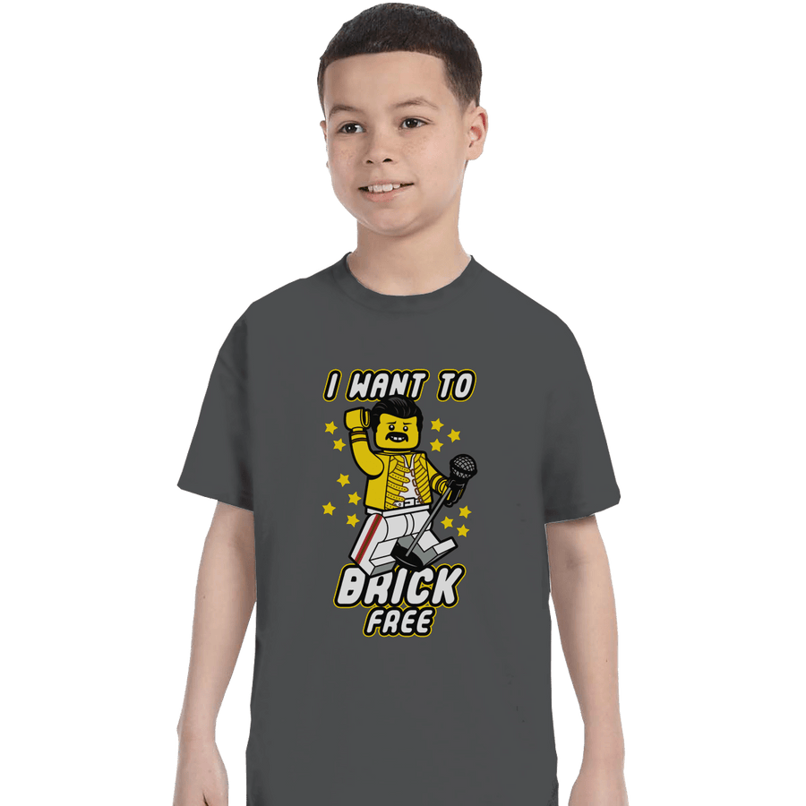 Shirts T-Shirts, Youth / XL / Charcoal I Want To Brick Free