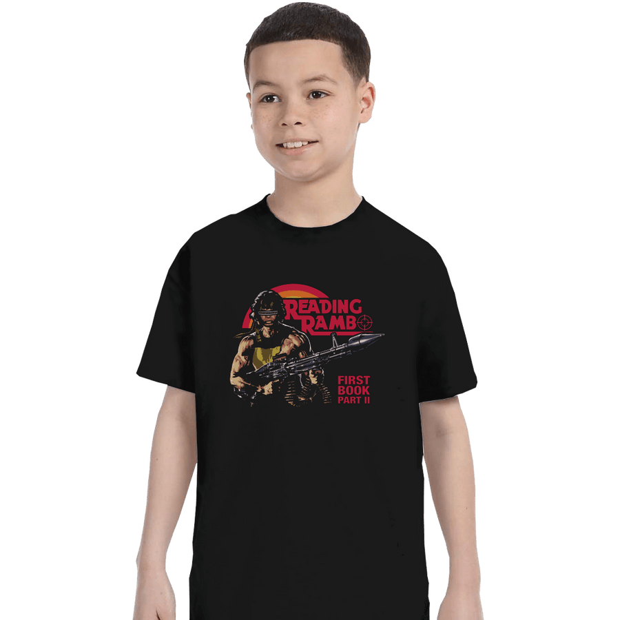 Shirts T-Shirts, Youth / XL / Black Reading Rambo