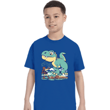 Load image into Gallery viewer, Shirts T-Shirts, Youth / XS / Royal Blue T Rex Surprise
