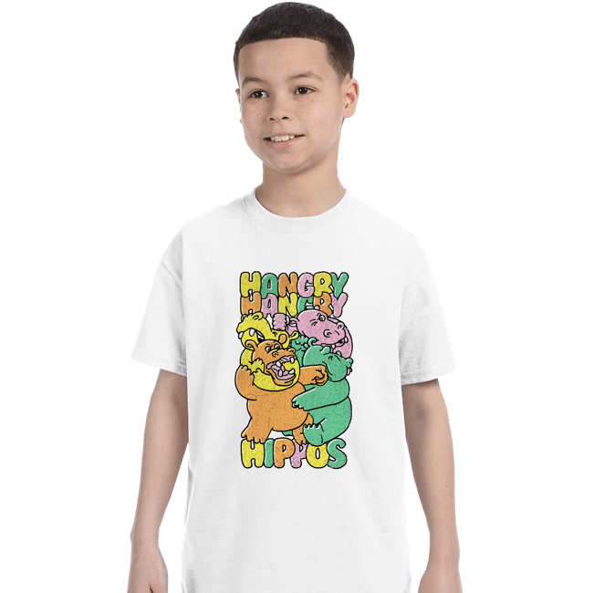 Secret_Shirts T-Shirts, Youth / XS / White Hangry Hippos