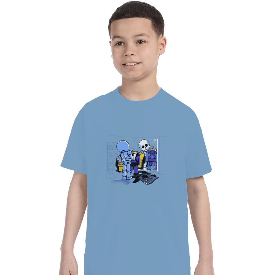 Shirts T-Shirts, Youth / XL / Powder Blue Skull Style