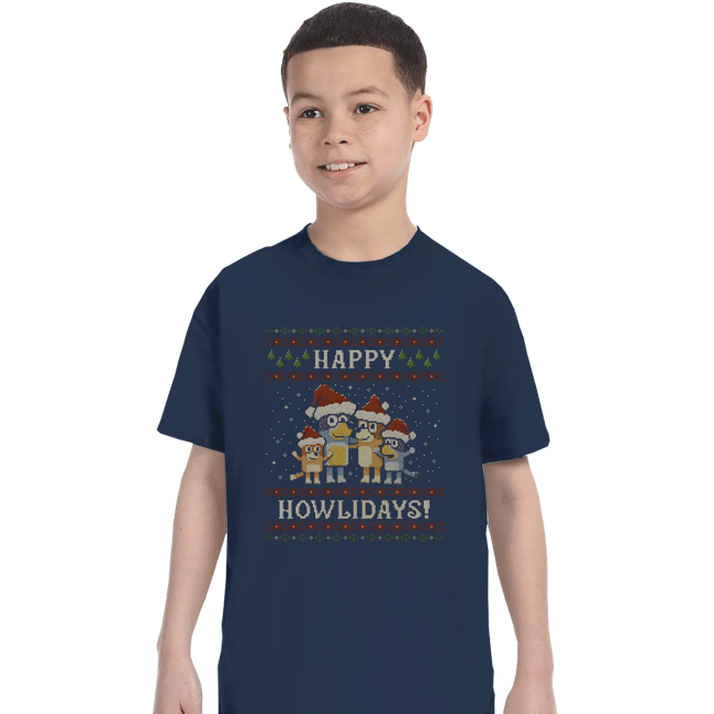 Daily_Deal_Shirts T-Shirts, Youth / XS / Navy Happy Howlidays
