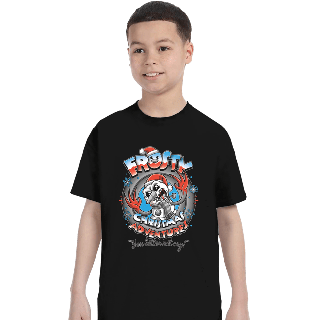 Daily_Deal_Shirts T-Shirts, Youth / XS / Black Frosty Christmas Adventures
