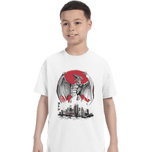 Load image into Gallery viewer, Shirts T-Shirts, Youth / XL / White Fire Pteranodon Attack Sumi-e

