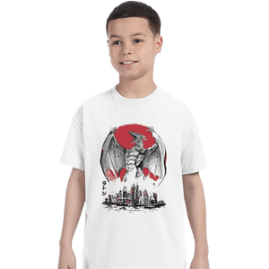 Shirts T-Shirts, Youth / XL / White Fire Pteranodon Attack Sumi-e