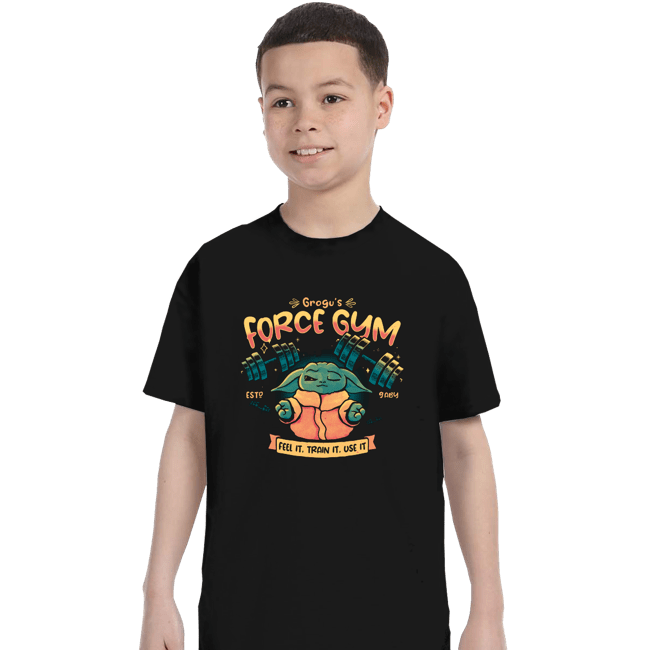 Daily_Deal_Shirts T-Shirts, Youth / XS / Black Grogu Force Gym