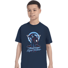 Load image into Gallery viewer, Shirts T-Shirts, Youth / XS / Navy Retro American Super Soldier
