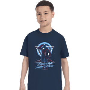 Shirts T-Shirts, Youth / XS / Navy Retro American Super Soldier