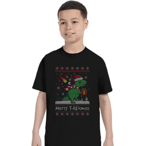 Shirts T-Shirts, Youth / XL / Black Merry T-Rexmas