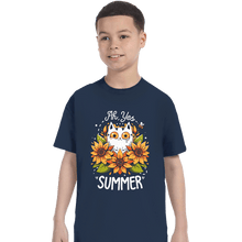 Load image into Gallery viewer, Daily_Deal_Shirts T-Shirts, Youth / XS / Navy Summer Kitten Sniffles
