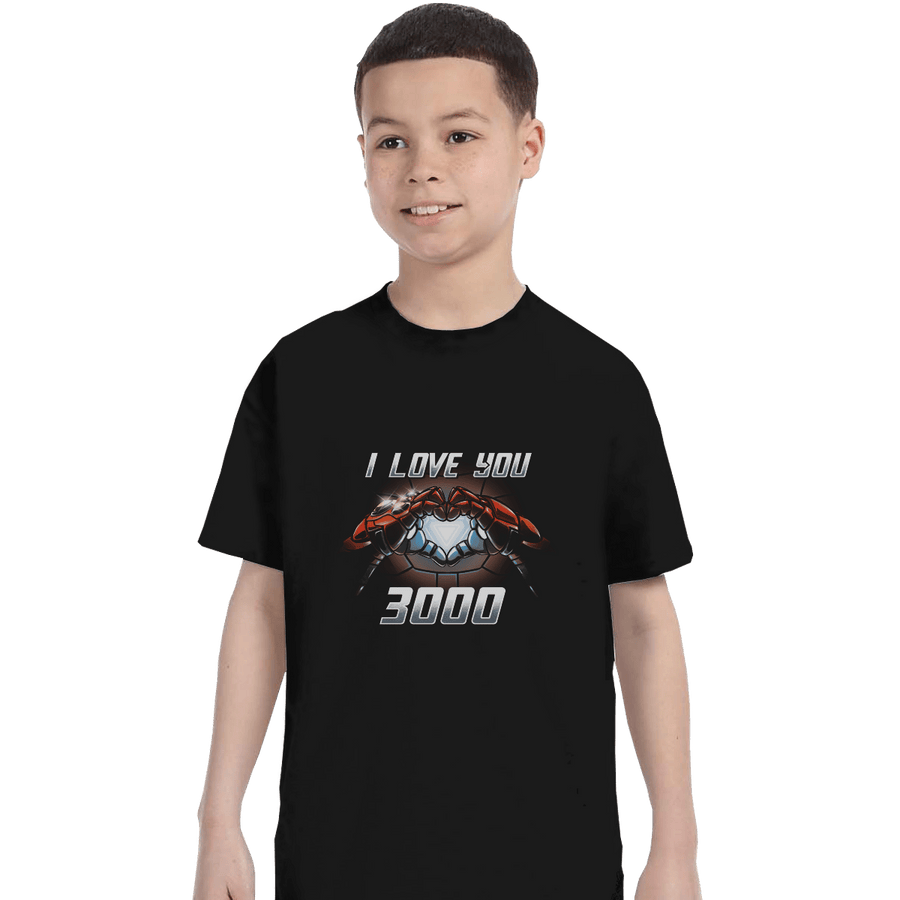 Shirts T-Shirts, Youth / XL / Black I Love You 3000