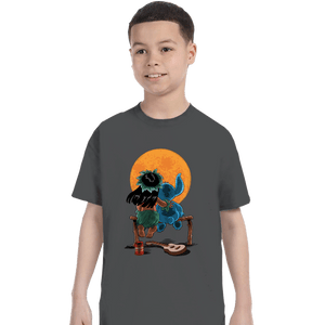 Daily_Deal_Shirts T-Shirts, Youth / XS / Charcoal Alien And Girl Gazing At The Moon