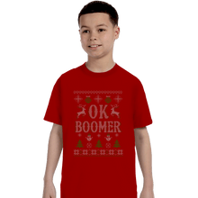 Load image into Gallery viewer, Shirts T-Shirts, Youth / XL / Red OK Boomer Ugly Christmas Sweater
