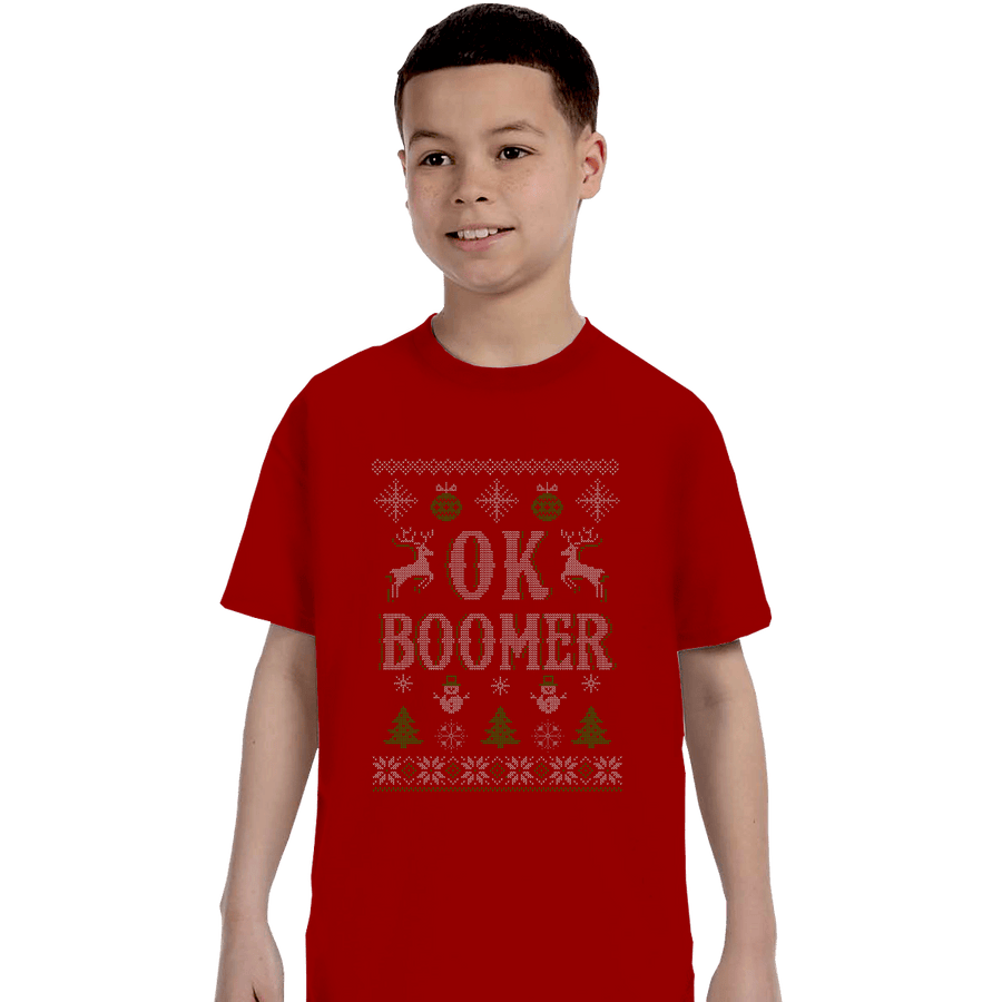 Shirts T-Shirts, Youth / XL / Red OK Boomer Ugly Christmas Sweater
