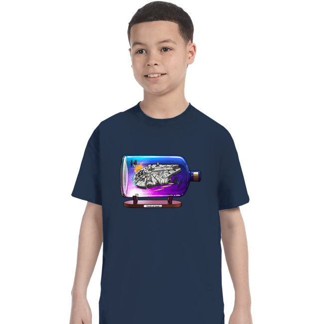Daily_Deal_Shirts T-Shirts, Youth / XS / Navy Spaceship In A Bottle