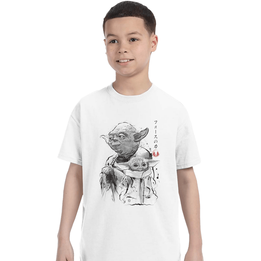 Shirts T-Shirts, Youth / XL / White Old And Young Sumi-e