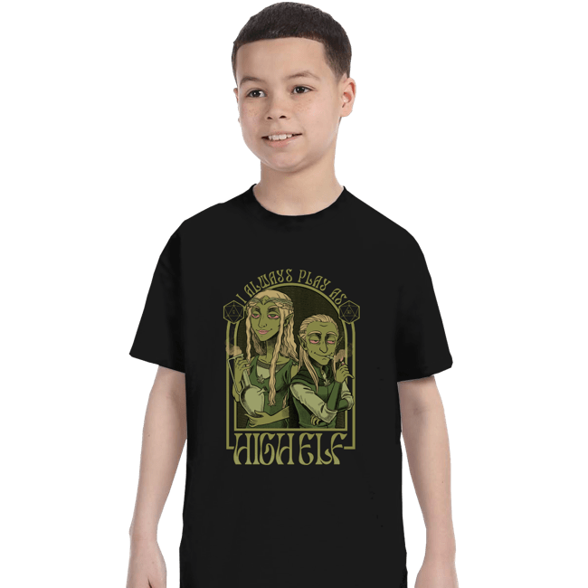 Shirts T-Shirts, Youth / XS / Black I Always Play As High Elf