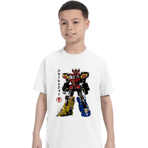 Daily_Deal_Shirts T-Shirts, Youth / XS / White Mighty Morphin Megazord Sumi-e